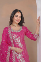 Teeya Creation Pink Color Natural Crepe Silk Wedding Wear Trending Salwar Suit | Grocsy