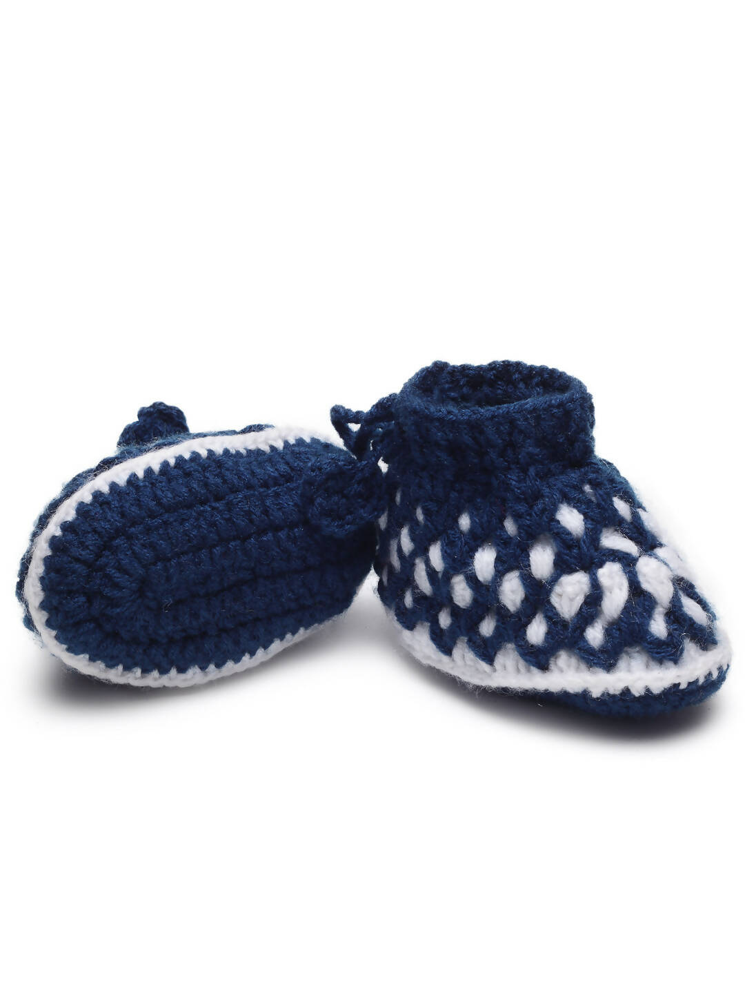 Chutput Kids Woollen Hand Knitted Self Desgin Booties - Blue | Grocsy