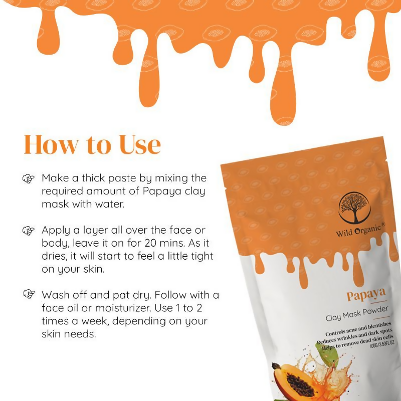 Wild Organic Papaya Clay Mask Powder | Grocsy