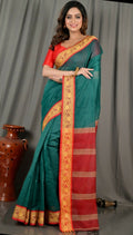 Exclusive Collection Beautiful Khadi Cotton Green Handloom Saree | Grocsy