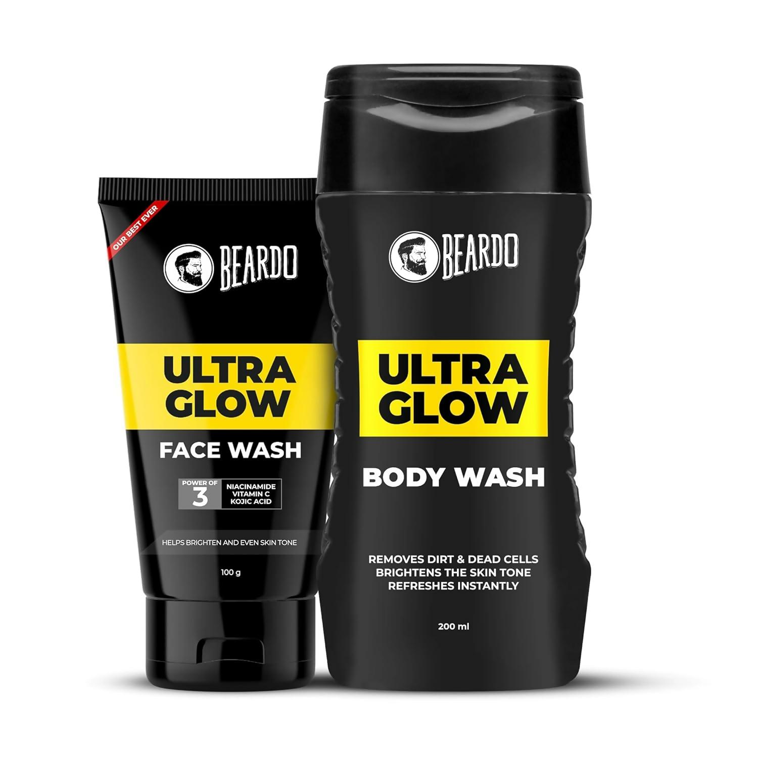 Beardo Ultra Glow Bodywash & Facewash Duo Kit Hydrated and Refreshing Skin | Grocsy