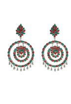 Mominos Fashion Johar Kamal Women's Red & Green Kundan Circles Earrings