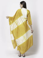 Myshka Women Yellow Viscose Printed 3/4 Sleeve Round Neck Kurta Pant Dupatta Set | Grocsy