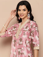 Ahalyaa Women's Traditional wear Kurta Set - Pink | Grocsy