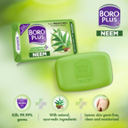BoroPlus Antiseptic And Moisturising Bathing Neem Soap With Neem, Tea Tree, Aloe Vera & Shea Butter | Grocsy