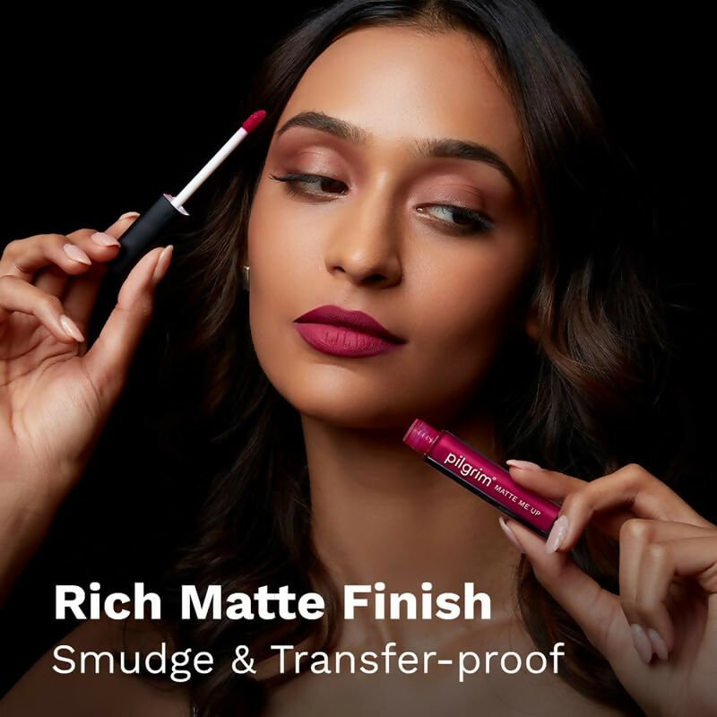 Pilgrim Liquid Matte Lipstick with Hyaluronic Acid - Kinky Pink | Grocsy