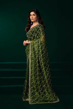 Joban Fashion Green Net Party Wear Sarees | Grocsy