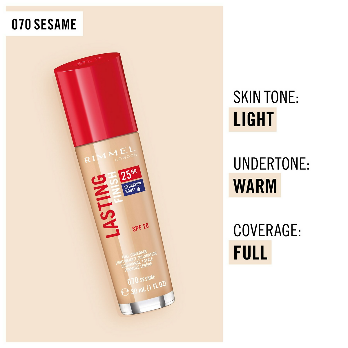 Rimmel London Lasting Finish 25 Hour Foundation SPF 20 - Sesame | Grocsy