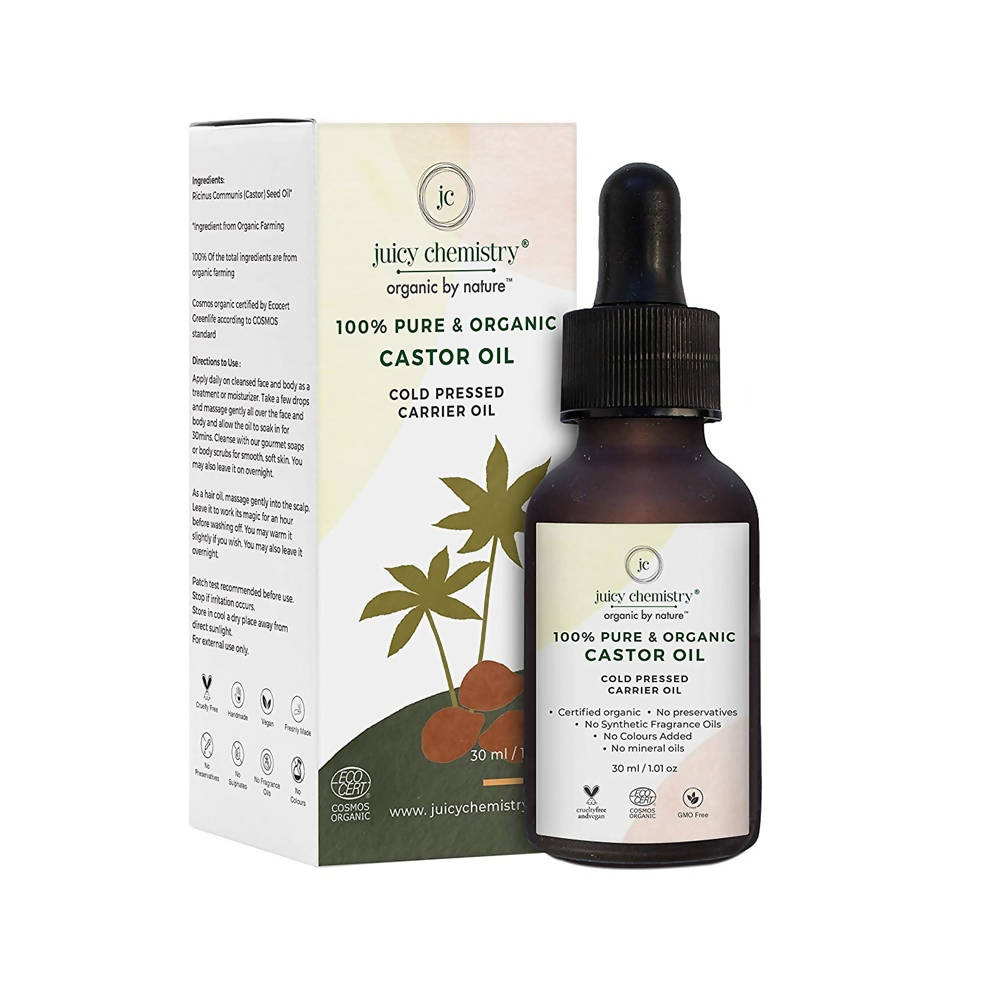 Juicy Chemistry Pure & Organic Castor Cold Pressed Carrier Oil | Grocsy