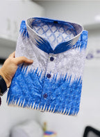 Prazu Fashion Blue Cotton Embroidered Shading Print Kurta | Grocsy