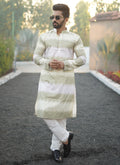 Prazu Fashion Mahendi Cotton Embroidered Shading Print Kurta | Grocsy