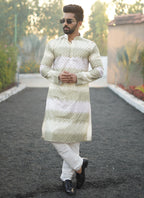 Prazu Fashion Mahendi Cotton Embroidered Shading Print Kurta | Grocsy