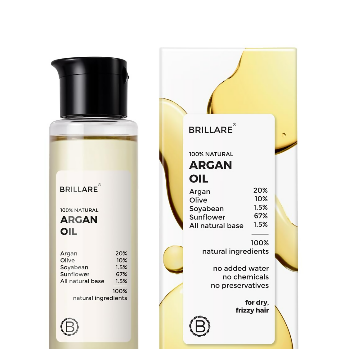 Brillare Argan Hair Oil with the Goodness of Olive oil & Sunflower Oil | Grocsy