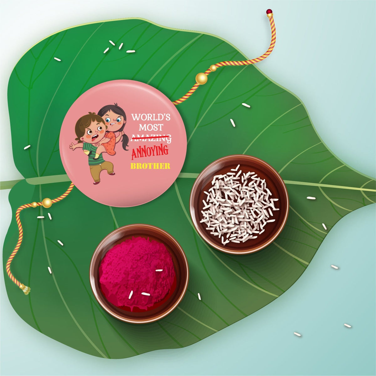 Indianvibez Annoying Brother Metal Rakhi with Fridge Magnet - Kids Rakhi | Grocsy