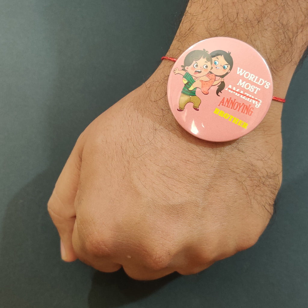 Indianvibez Annoying Brother Metal Rakhi with Fridge Magnet - Kids Rakhi | Grocsy