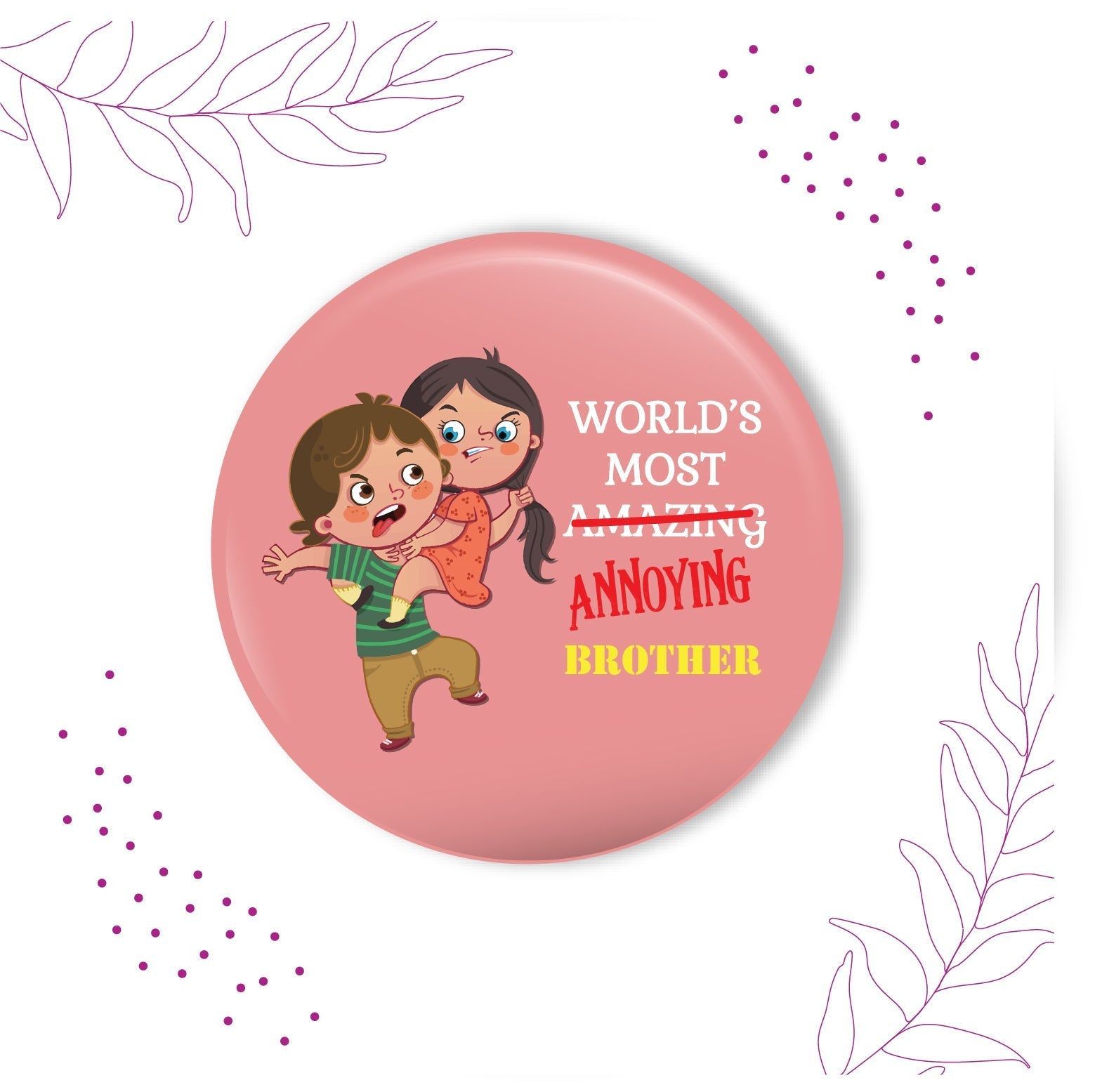 Indianvibez Annoying Brother Metal Rakhi with Fridge Magnet - Kids Rakhi | Grocsy