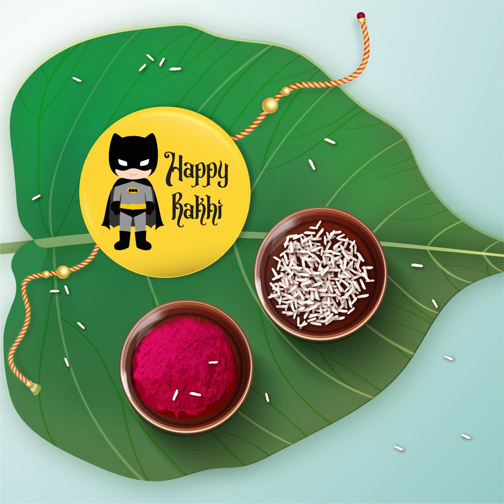 Indianvibez Batman Metal Rakhi with Fridge Magnet - Kids Rakhi | Grocsy