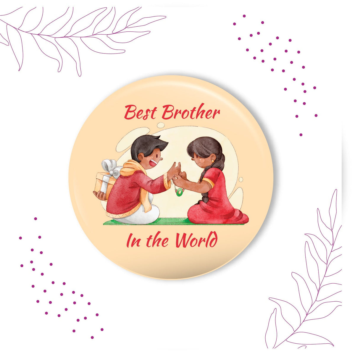 Indianvibez Best Brother in the World Metal Rakhi with Fridge Magnet - Kids Rakhi | Grocsy