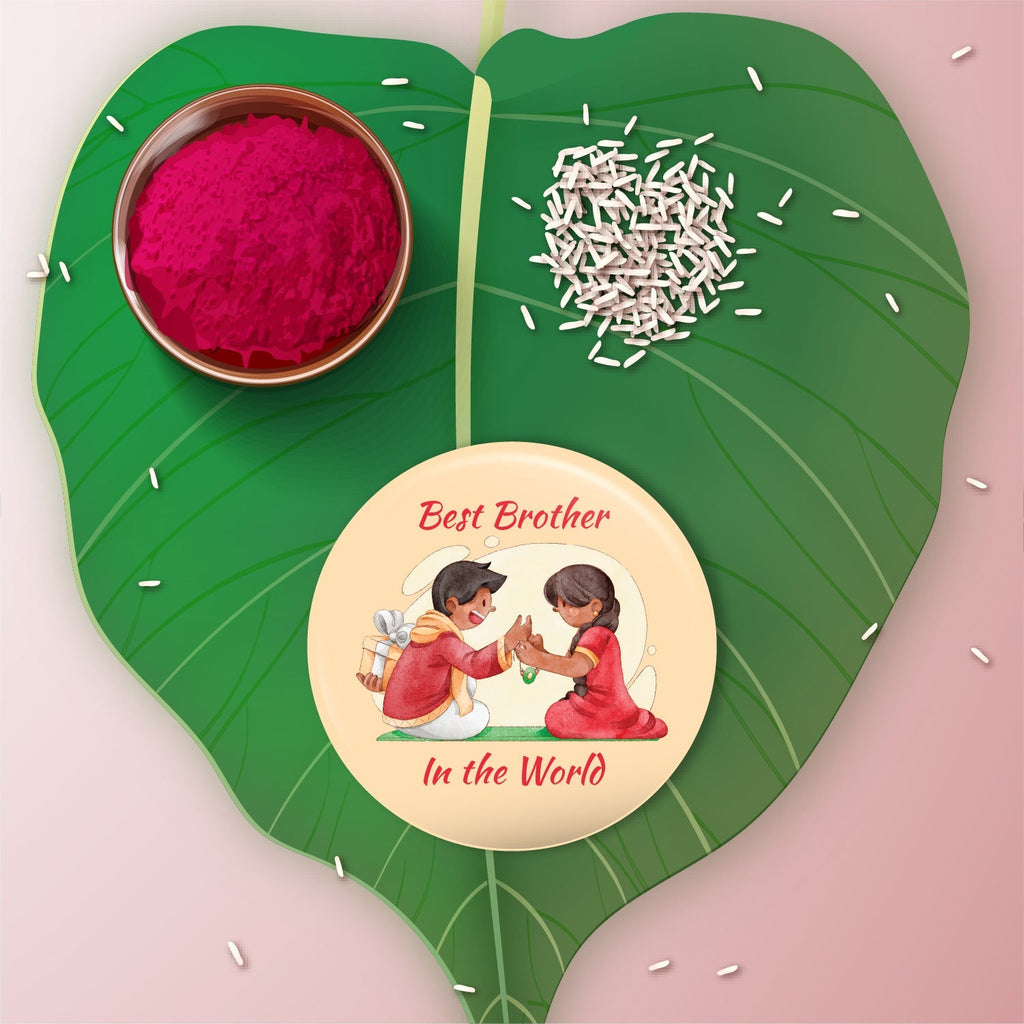 Indianvibez Best Brother in the World Metal Rakhi with Fridge Magnet - Kids Rakhi | Grocsy