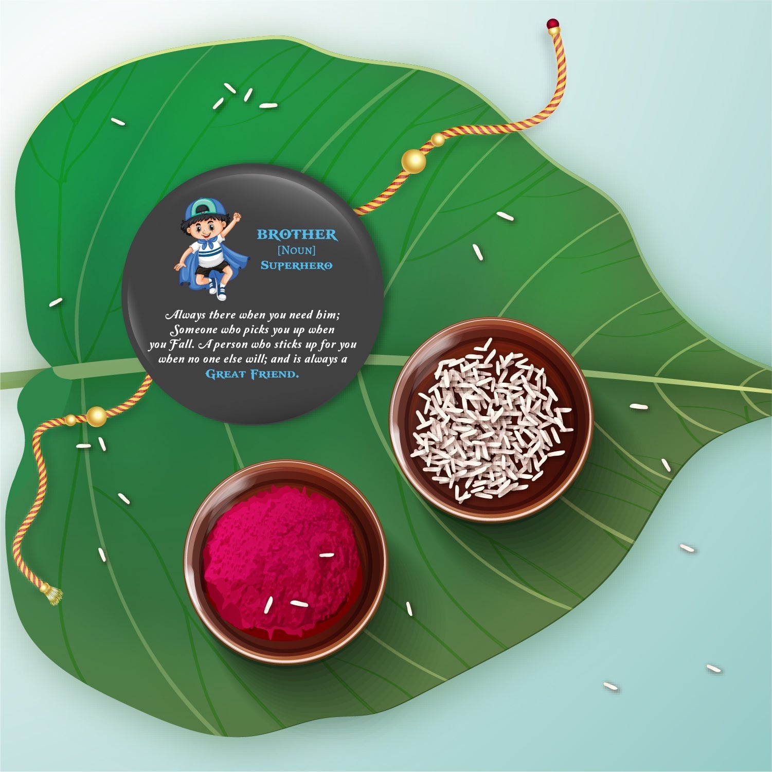 Indianvibez Brother is Superhero Metal Rakhi with Fridge Magnet - Kids Rakhi | Grocsy