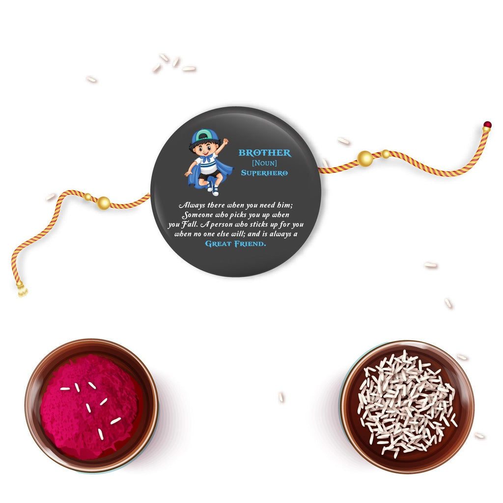 Indianvibez Brother is Superhero Metal Rakhi with Fridge Magnet - Kids Rakhi | Grocsy