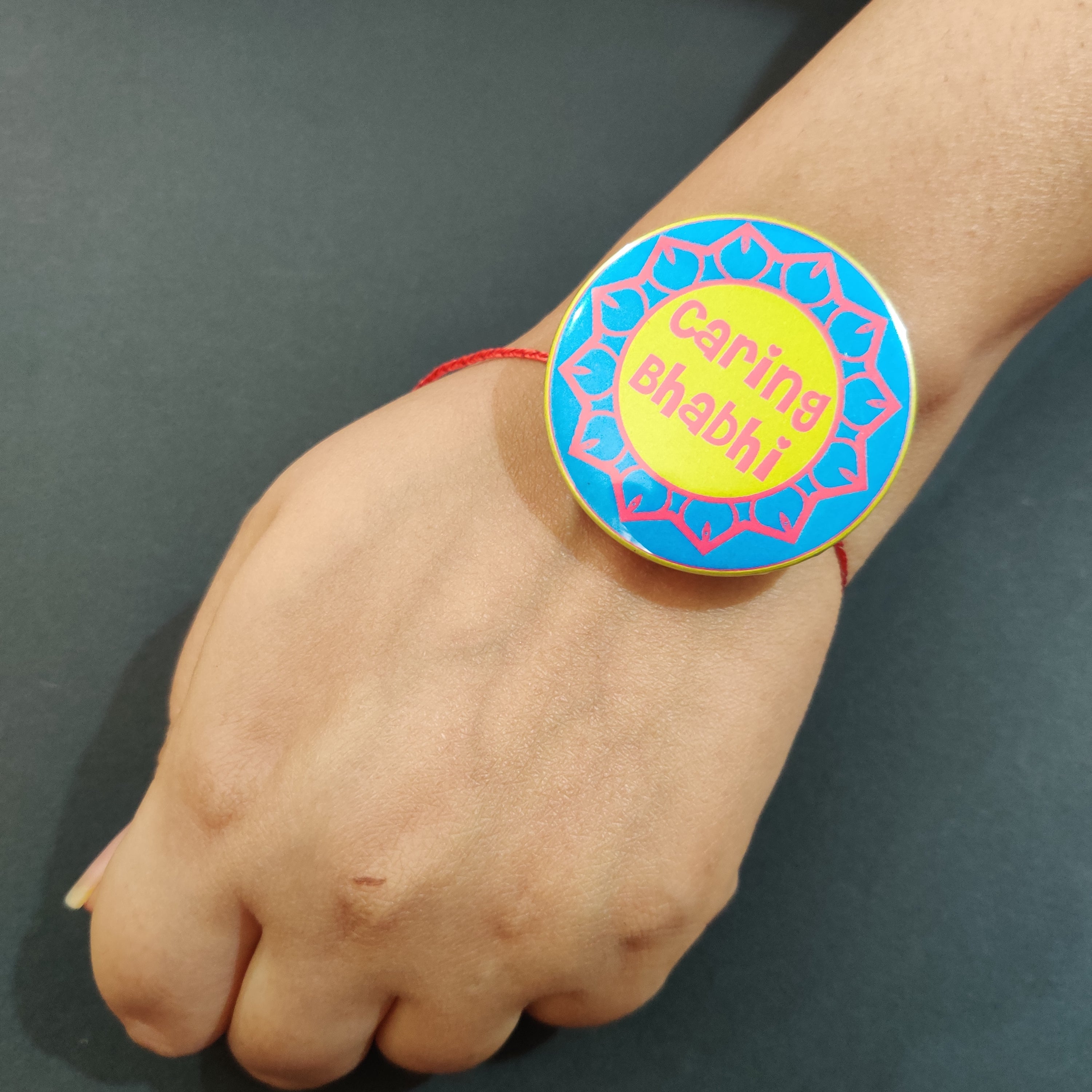 Indianvibez Caring Bhabhi Metal Rakhi/Lumba with Fridge Magnet - Kids Rakhi | Grocsy