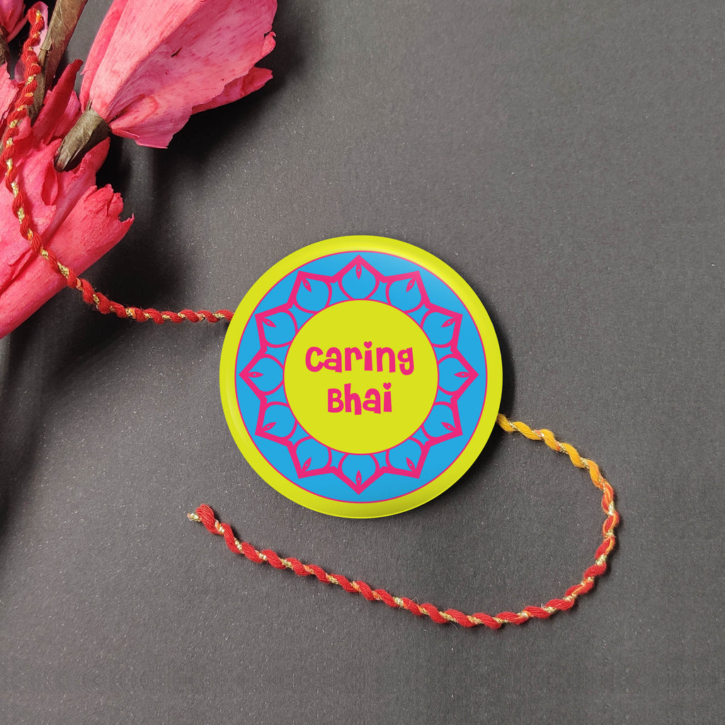 Indianvibez Caring Bhai Metal Rakhi with Fridge Magnet - Kids Rakhi | Grocsy