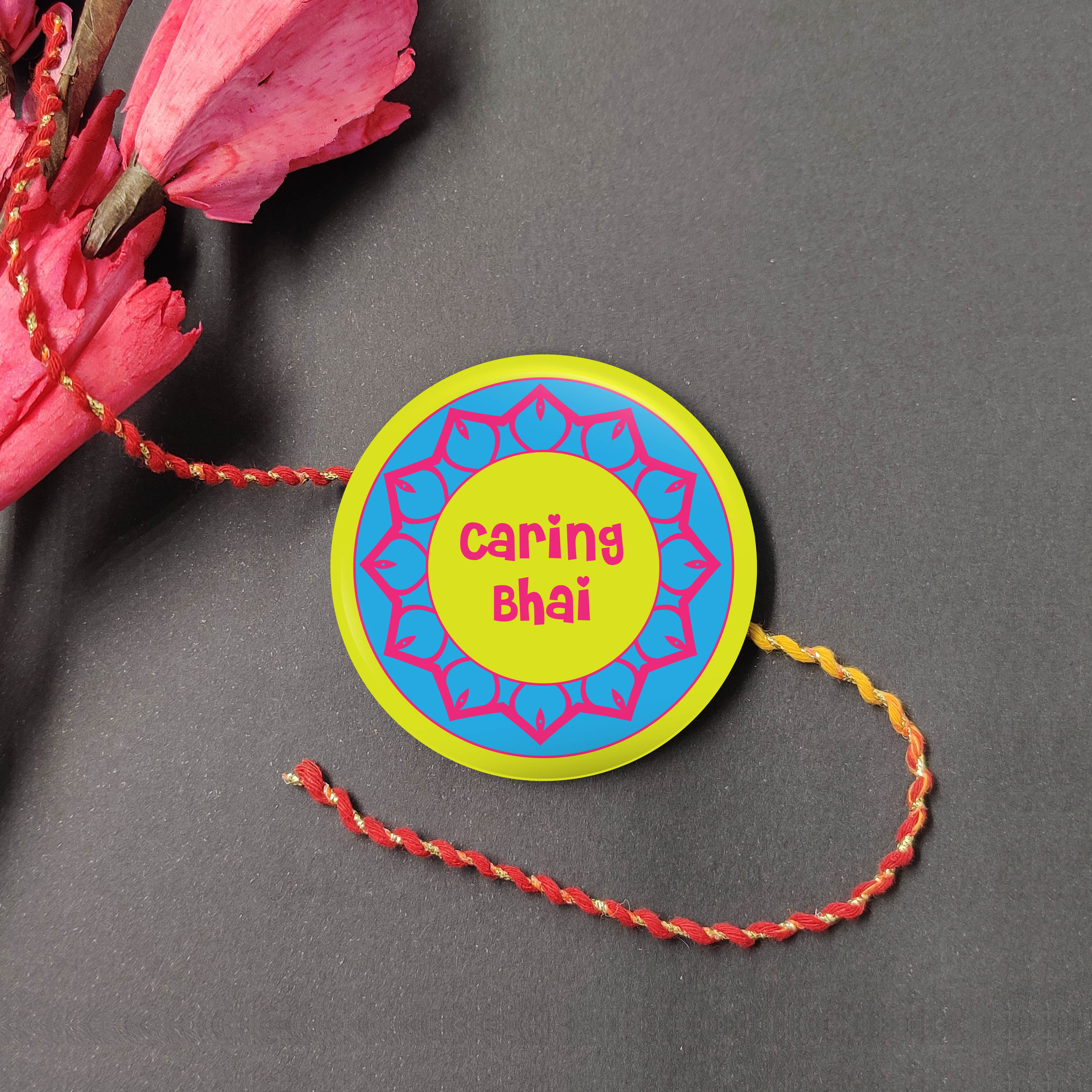 Indianvibez Caring Bhai Metal Rakhi with Fridge Magnet - Kids Rakhi | Grocsy