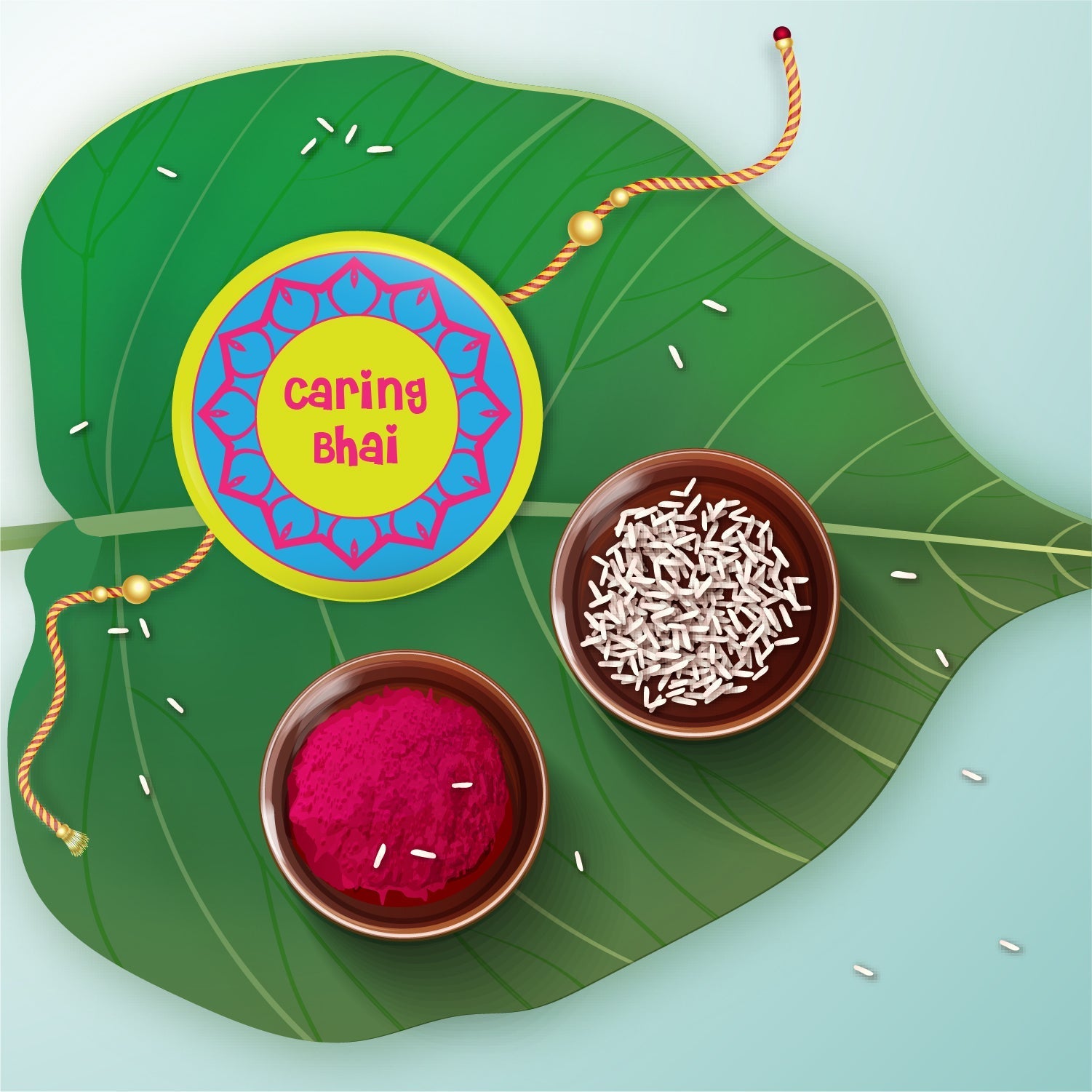 Indianvibez Caring Bhai Metal Rakhi with Fridge Magnet - Kids Rakhi | Grocsy