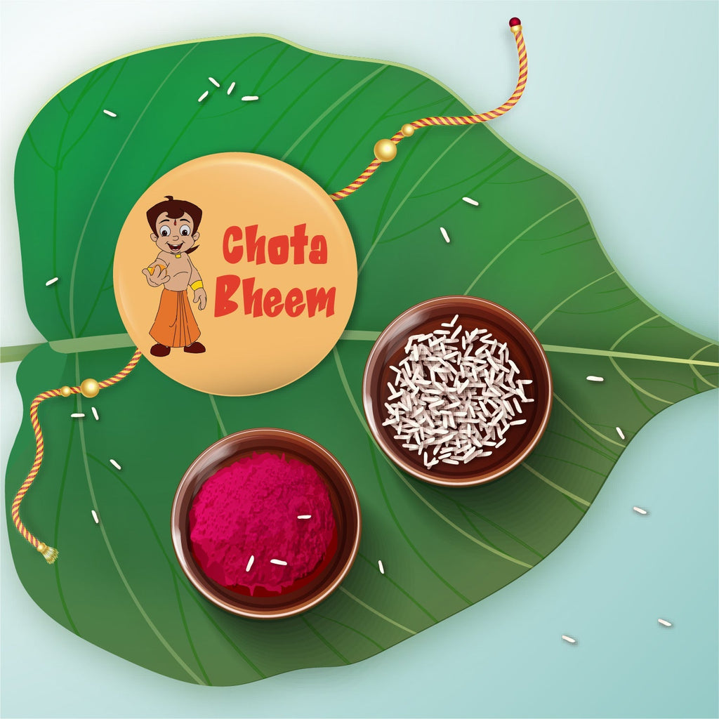 Indianvibez Chota Bheem Metal Rakhi with Fridge Magnet - Kids Rakhi | Grocsy