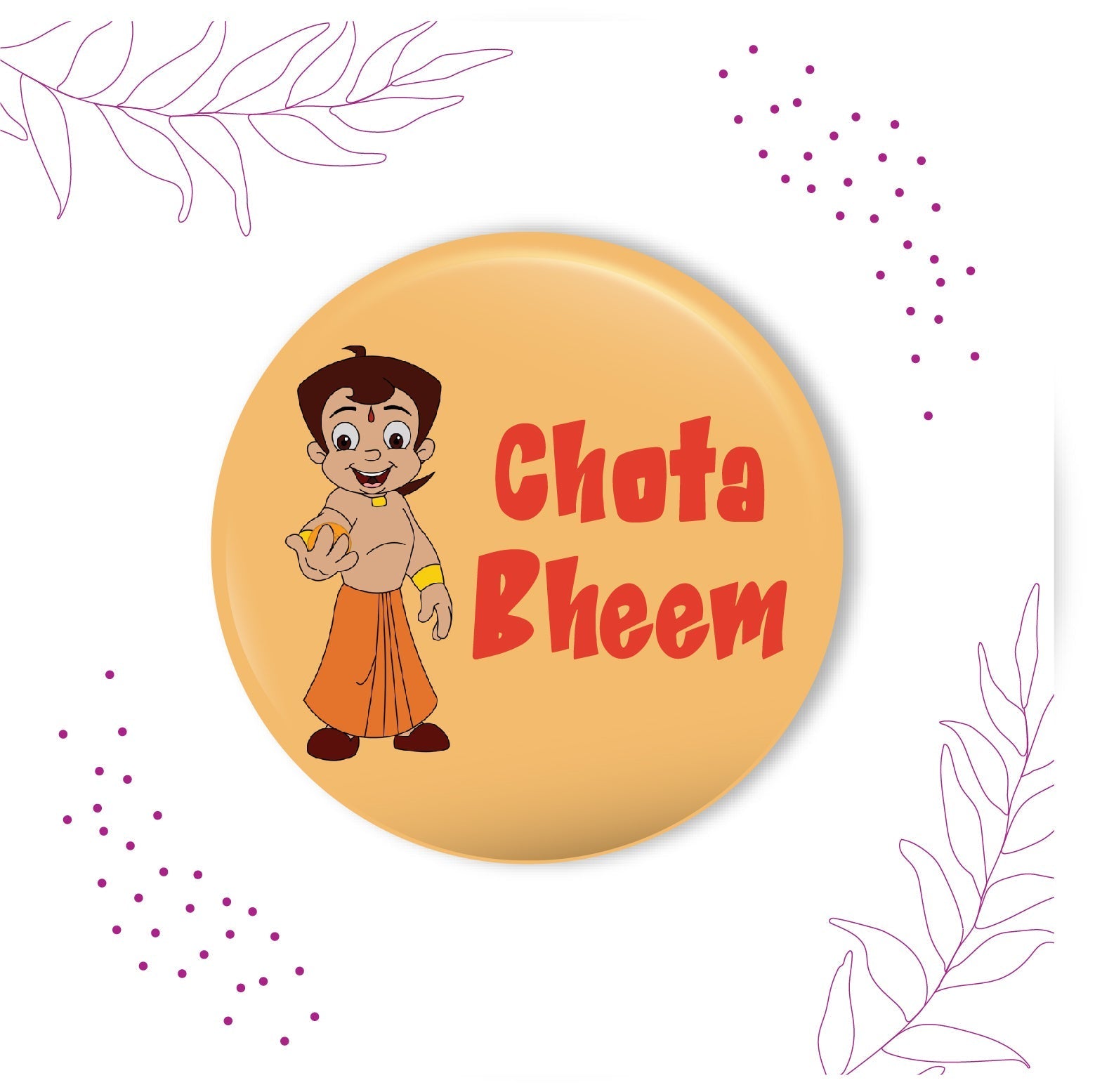 Indianvibez Chota Bheem Metal Rakhi with Fridge Magnet - Kids Rakhi | Grocsy
