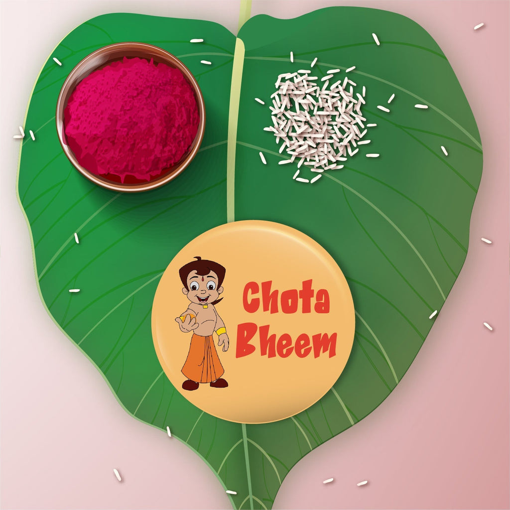 Indianvibez Chota Bheem Metal Rakhi with Fridge Magnet - Kids Rakhi | Grocsy