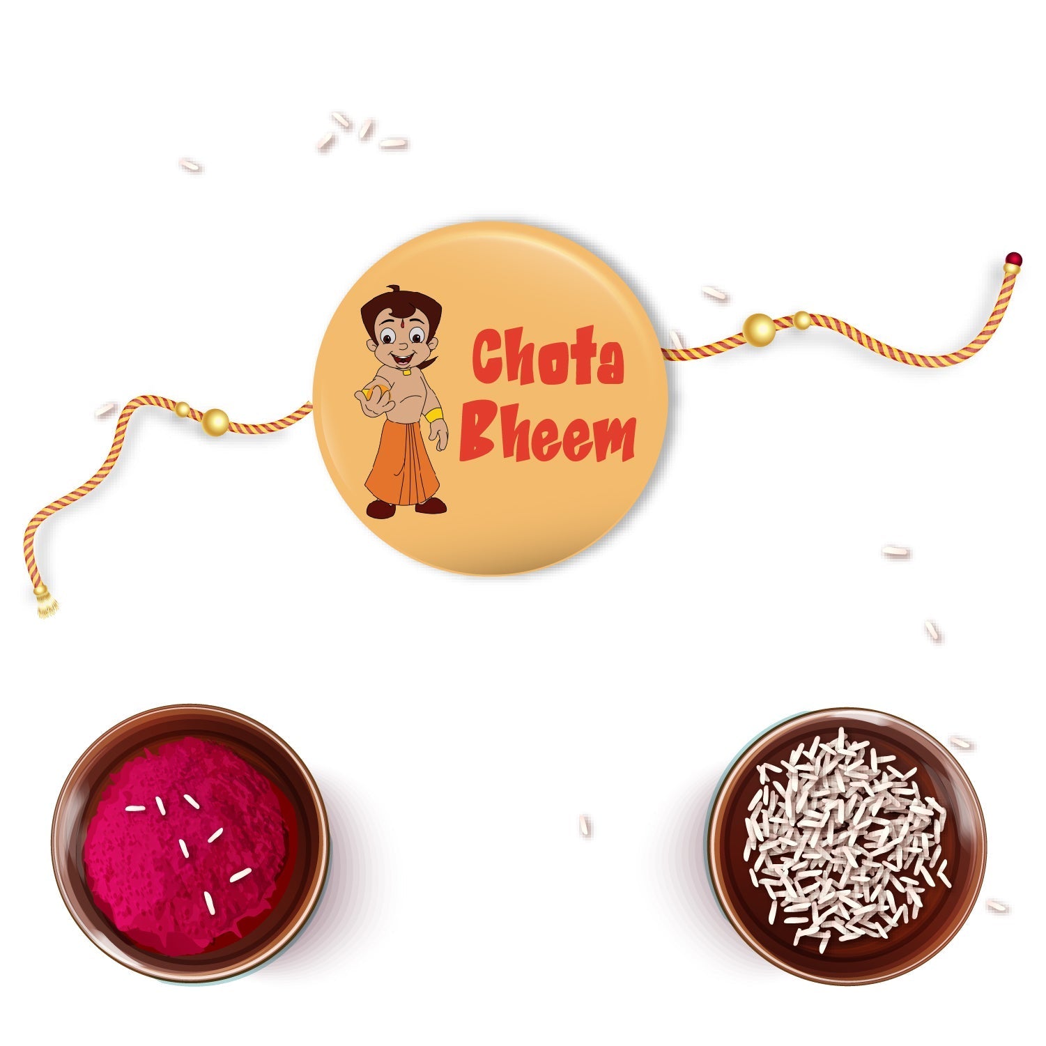 Indianvibez Chota Bheem Metal Rakhi with Fridge Magnet - Kids Rakhi | Grocsy