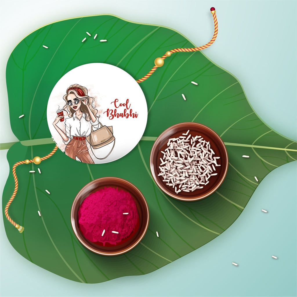 Indianvibez Cool Bhabhi Metal Rakhi/Lumba with Fridge Magnet - Kids Rakhi | Grocsy