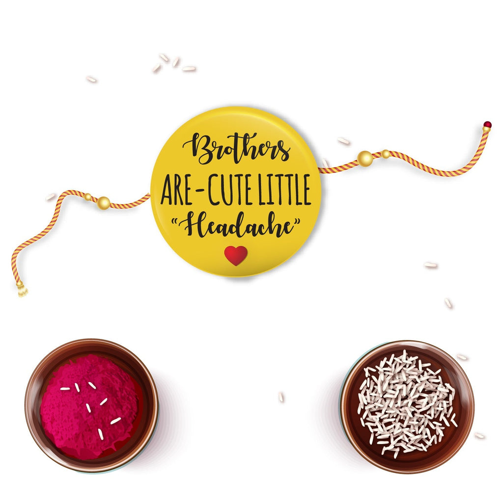Indianvibez Brothers are Cute Little Headache Metal Rakhi with Fridge Magnet - Kids Rakhi | Grocsy