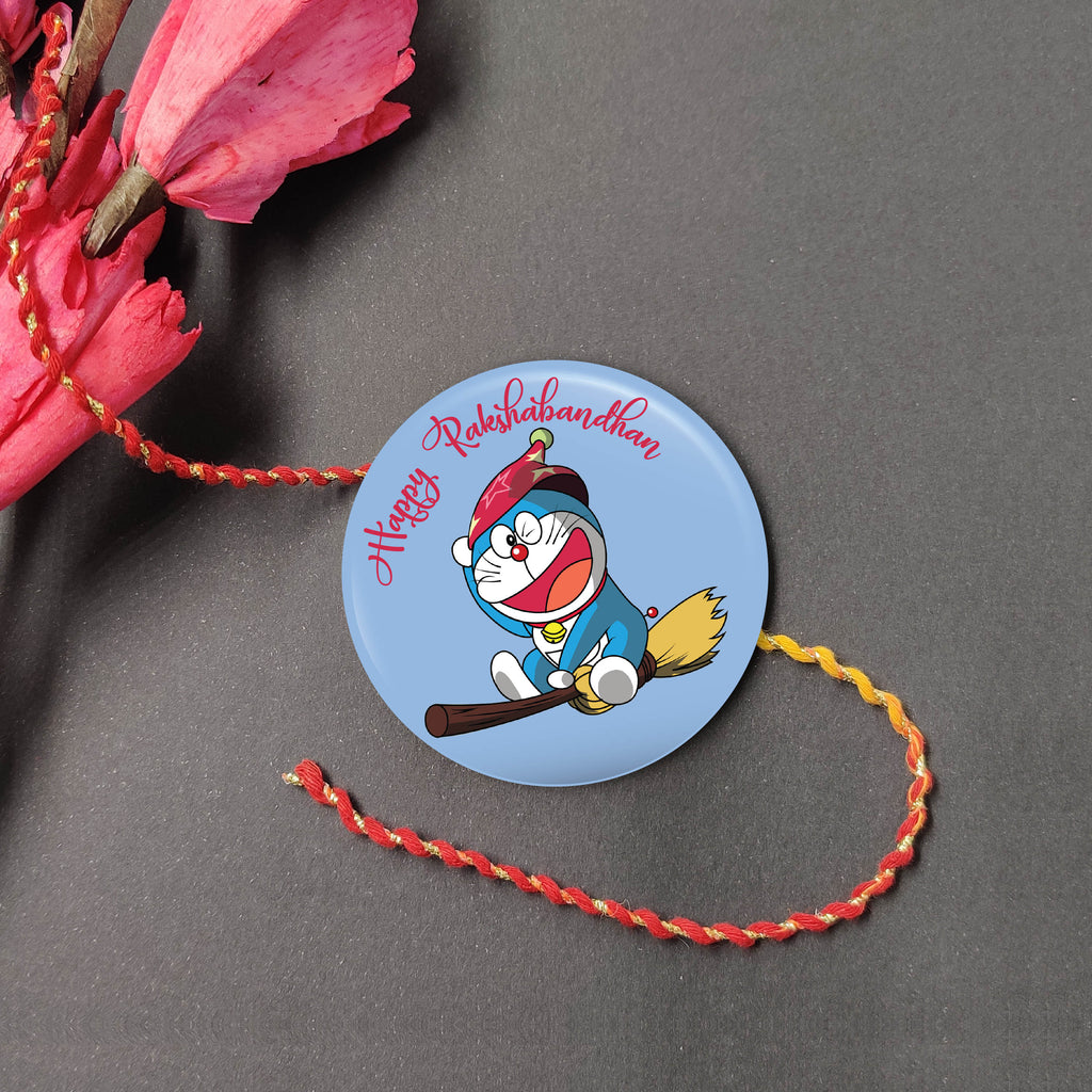 Indianvibez Doraemon Metal Rakhi with Fridge Magnet - Kids Rakhi | Grocsy