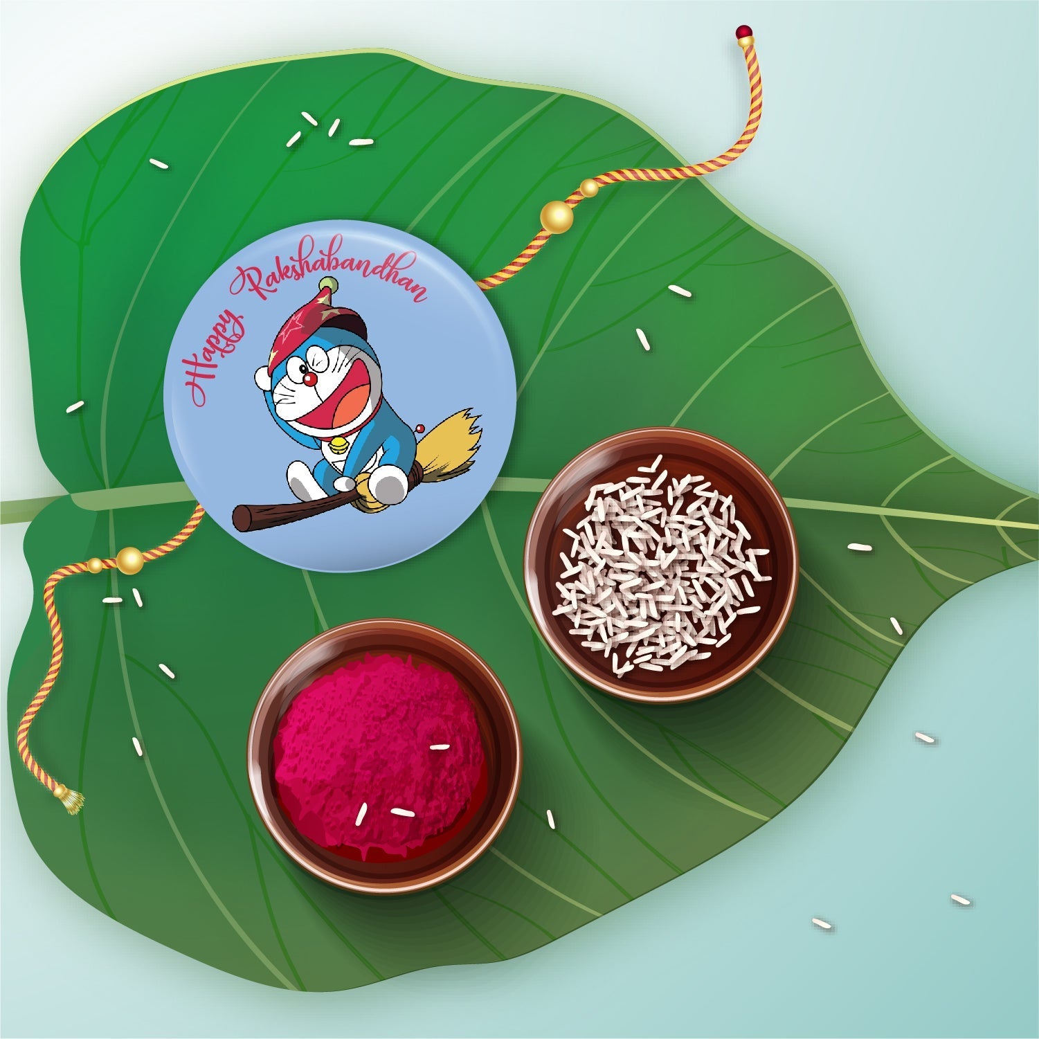Indianvibez Doraemon Metal Rakhi with Fridge Magnet - Kids Rakhi | Grocsy