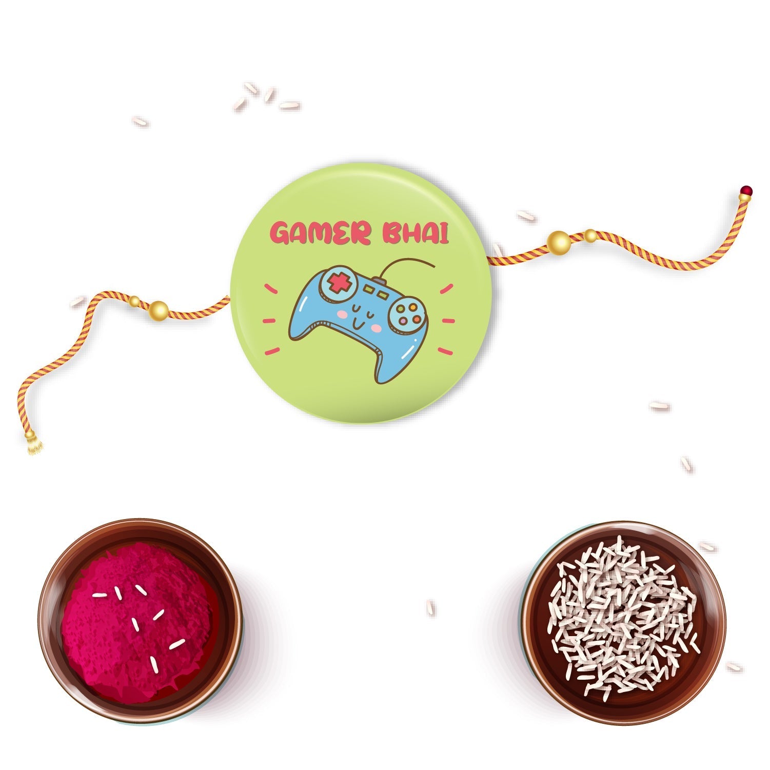 Indianvibez Gamer Bhai Metal Rakhi with Fridge Magnet - Kids Rakhi | Grocsy