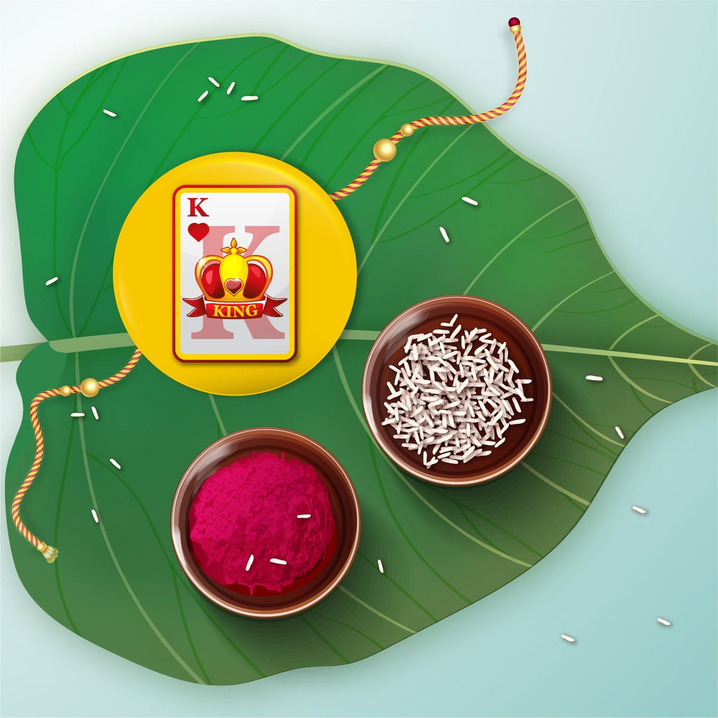 Indianvibez King Bhai Metal Rakhi with Fridge Magnet - Kids Rakhi | Grocsy