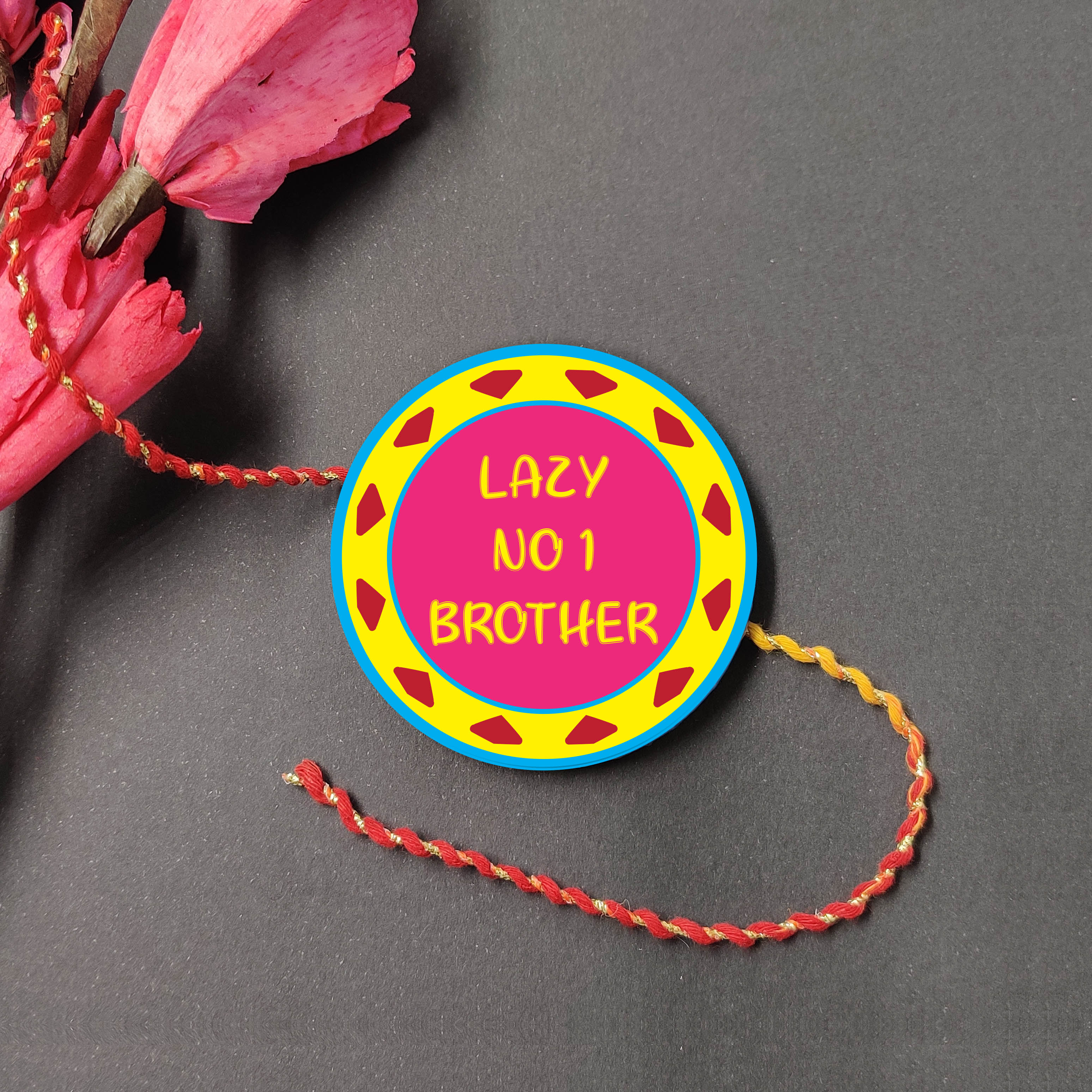 Indianvibez Lazy No 1 Brother Metal Rakhi with Fridge Magnet - Kids Rakhi | Grocsy
