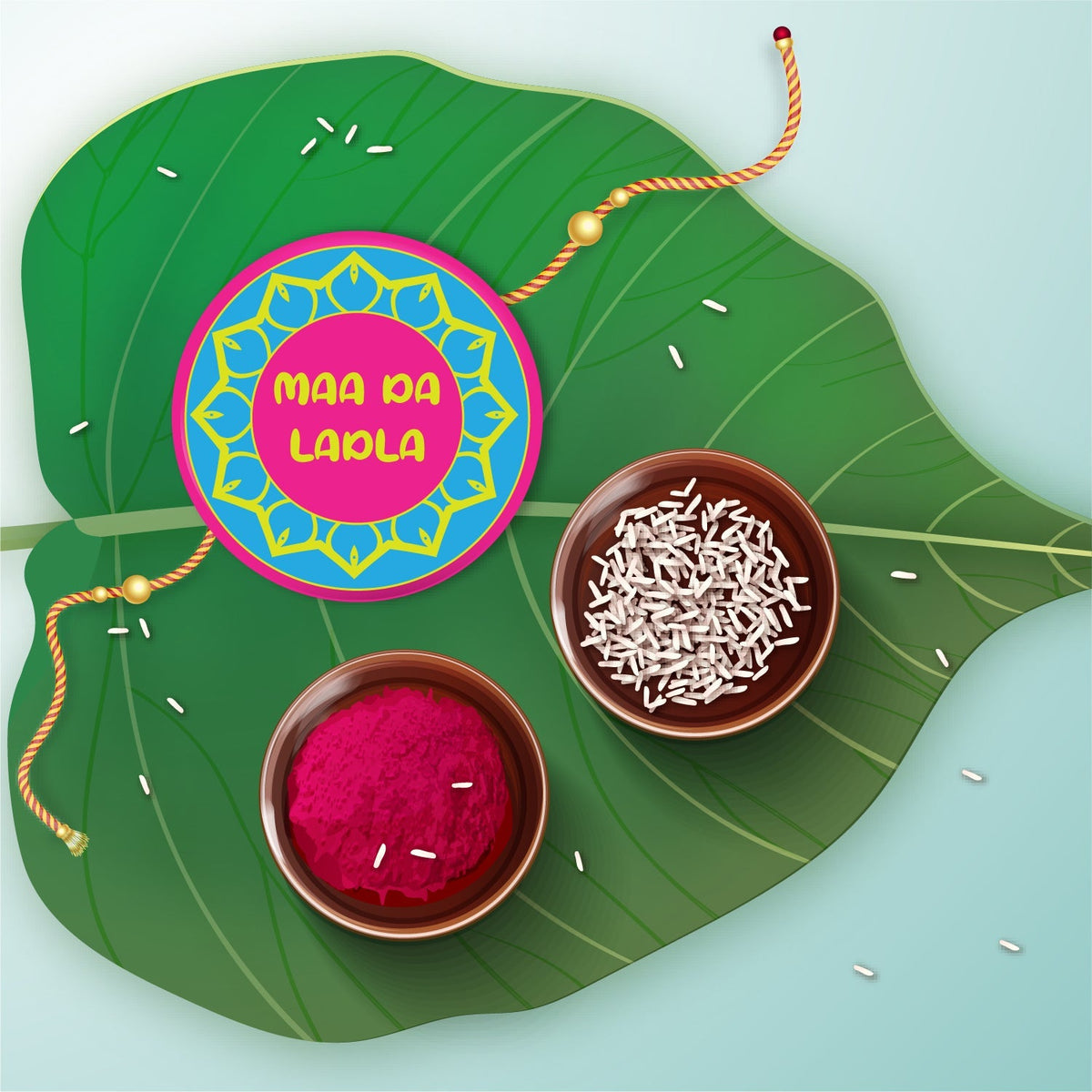 Indianvibez Maa Da Ladla Metal Rakhi with Fridge Magnet - Kids Rakhi | Grocsy