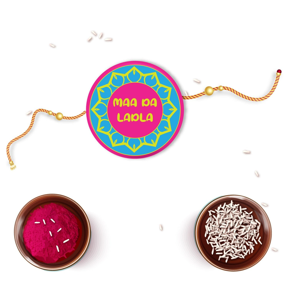 Indianvibez Maa Da Ladla Metal Rakhi with Fridge Magnet - Kids Rakhi | Grocsy
