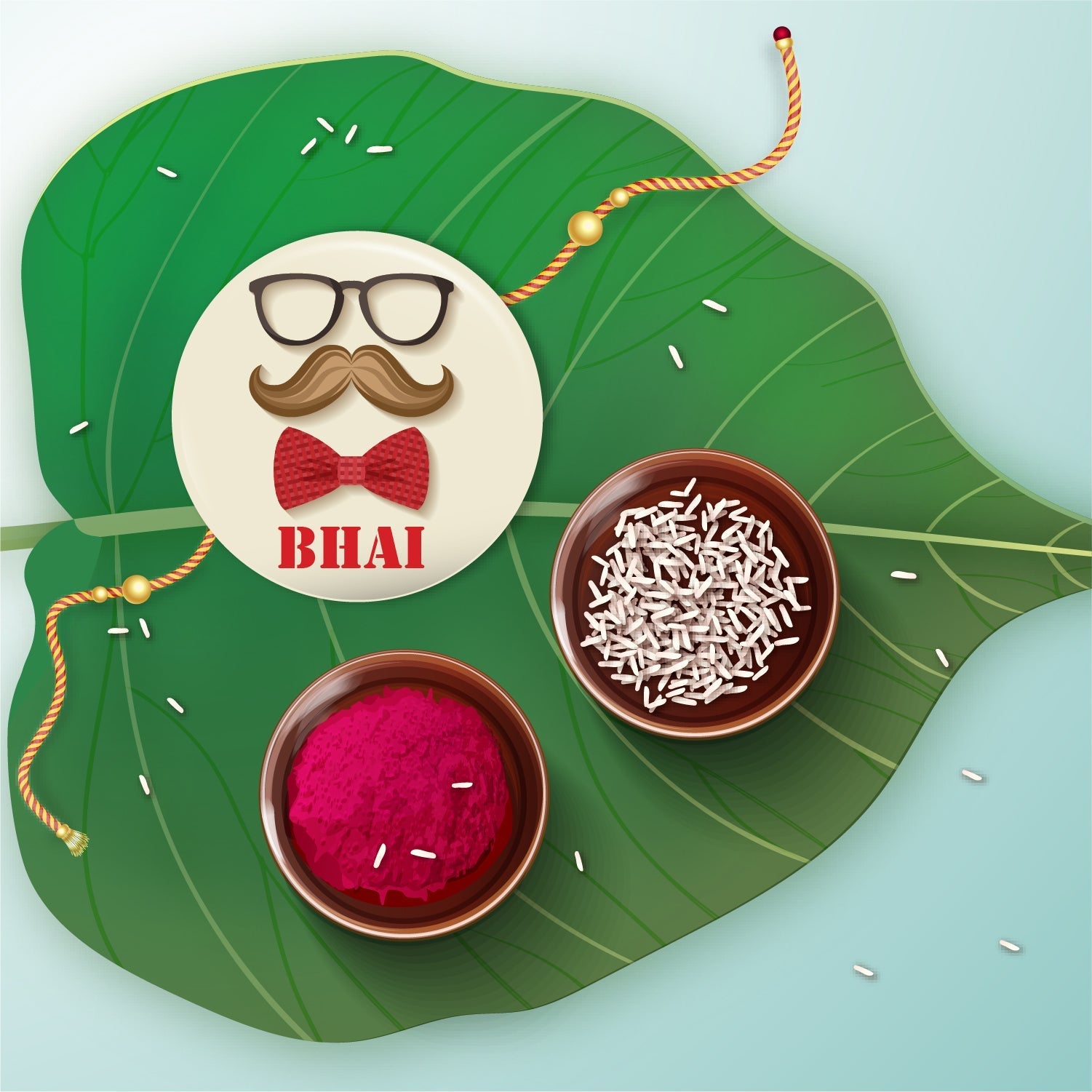 Indianvibez Moustache Bhai Metal Rakhi with Fridge Magnet - Kids Rakhi | Grocsy