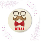Indianvibez Moustache Bhai Metal Rakhi with Fridge Magnet - Kids Rakhi | Grocsy