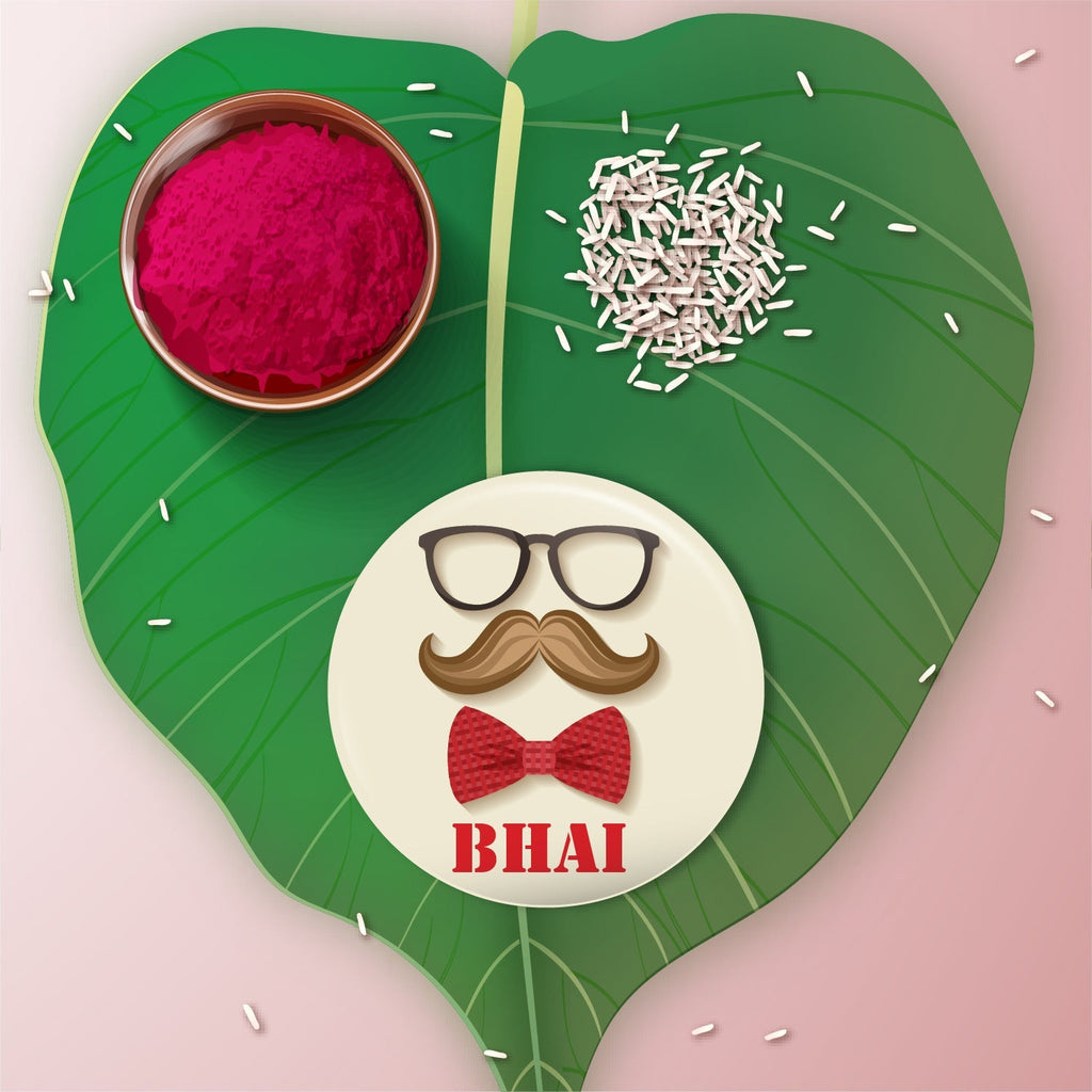 Indianvibez Moustache Bhai Metal Rakhi with Fridge Magnet - Kids Rakhi | Grocsy