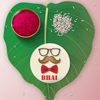 Indianvibez Moustache Bhai Metal Rakhi with Fridge Magnet - Kids Rakhi | Grocsy