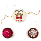Indianvibez Moustache Bhai Metal Rakhi with Fridge Magnet - Kids Rakhi | Grocsy