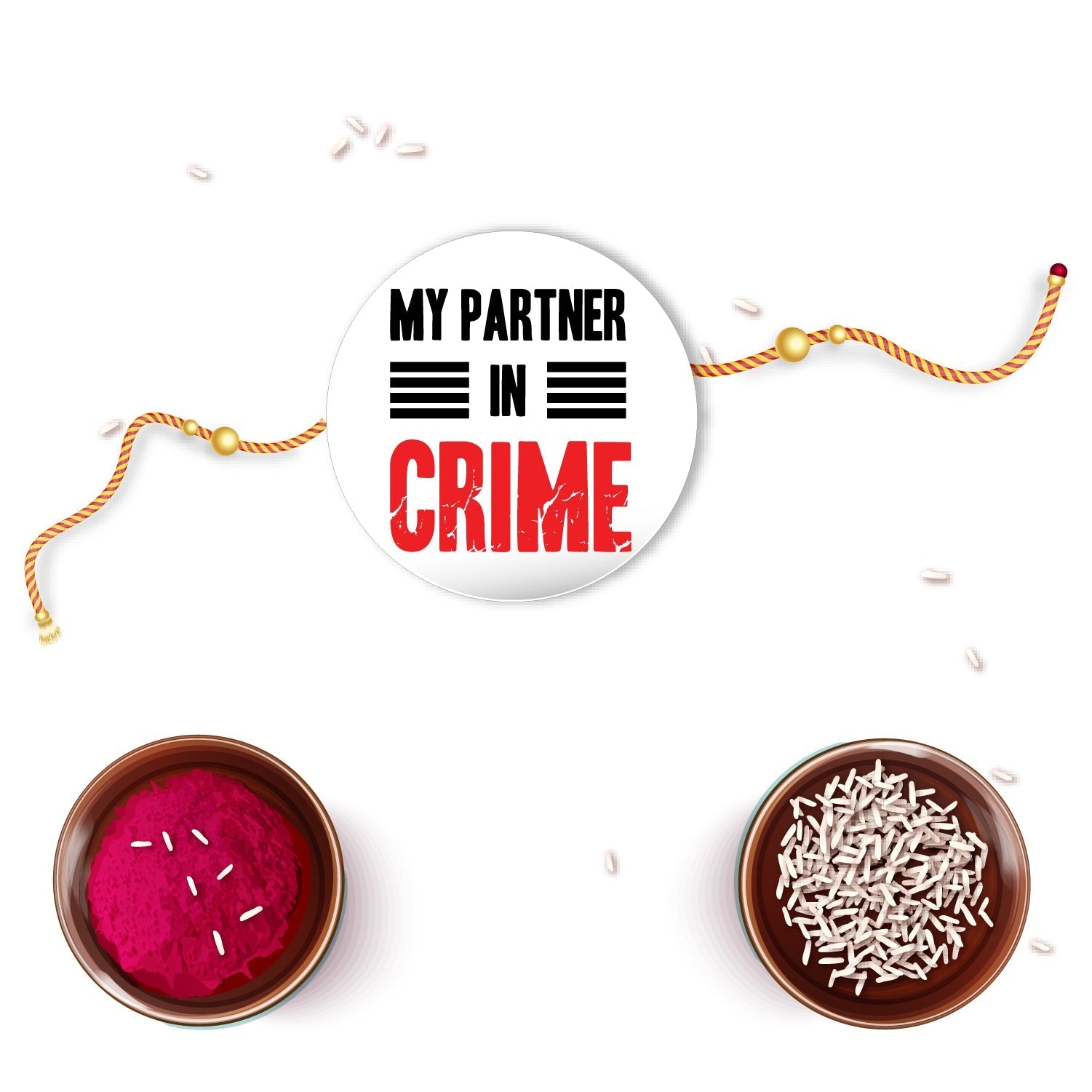Indianvibez Partner in Crime Metal Rakhi with Fridge Magnet - Kids Rakhi | Grocsy