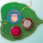 Indianvibez My Piggy Bank Metal Rakhi with Fridge Magnet - Kids Rakhi | Grocsy