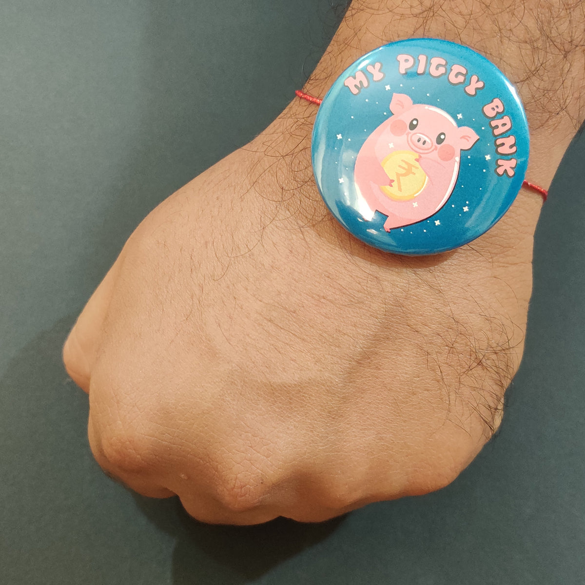 Indianvibez My Piggy Bank Metal Rakhi with Fridge Magnet - Kids Rakhi | Grocsy